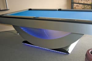 Craig Billiards displays this contemporary pool table featuring LED lights